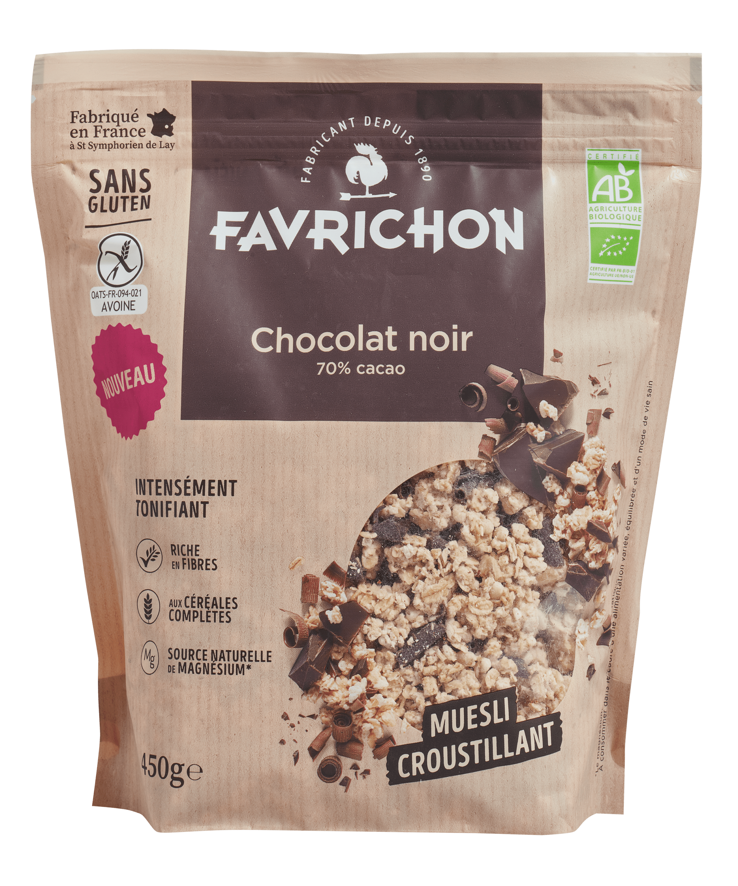 Muesli Croustillant Chocolat noir à 70% de cacao - Favrichon